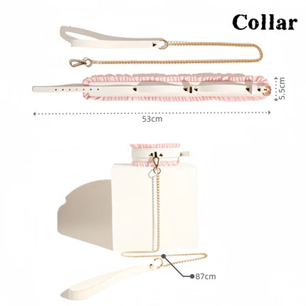White Pink Slave Flirting Sex Prop with Fetish Bondage Handcuffs Spank Bone Mouth Plug for Couple BDSM Adult Game Erotic Sex Toy