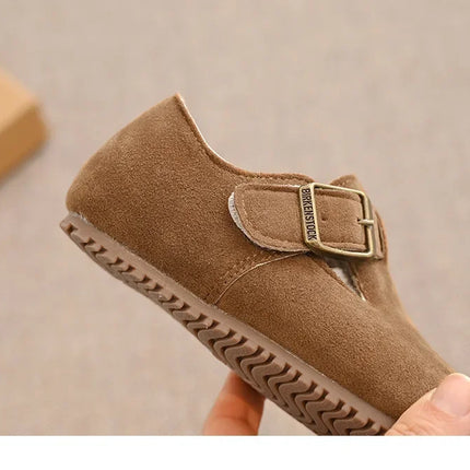 Children Flat Shoes Suede for Winter Kids Moccasins Non-slip Soft Sole 2024 Brand New Boys Girls Leather Shoes Warm Retro Trendy