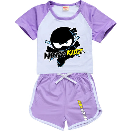 Ninja Kidz Kids Clothes Cotton Sport Tracksuits T-shirts Sweatshirt Suit Cartoon Pattern Set Teenager Baby Boys Girls Clothing