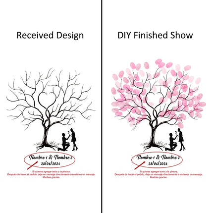 Engagement Events Party Favor Wedding Tree Canvas Painting Guest Fingerprint Signature Book Customized Lover Anniversary Gift