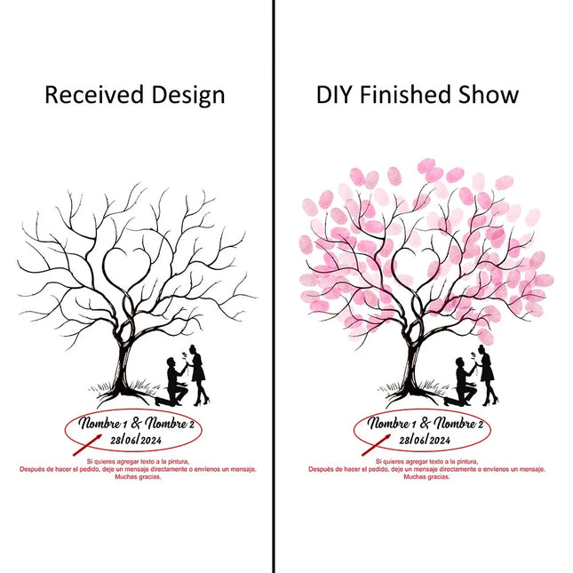 Engagement Events Party Favor Wedding Tree Canvas Painting Guest Fingerprint Signature Book Customized Lover Anniversary Gift