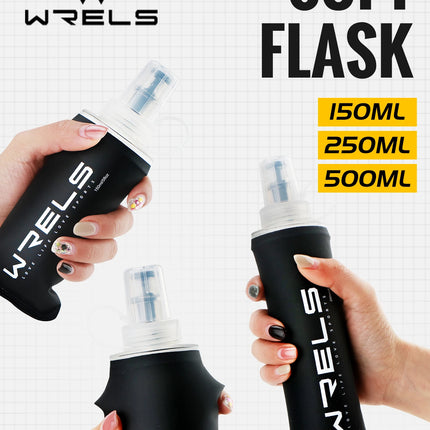 WRELS Water Bottle TPU Folding Soft Flask Outdoor Sport Water Bag Collapsible Water Bottle 500ml For Running Camping BPA Free