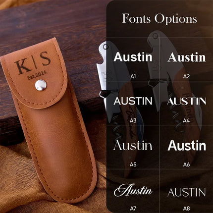 Free Personalised Corkscrew Engraved Wine Opener With Holster Wood Handle Bottle Opener Fathers Day Birthday Gifts Man Present