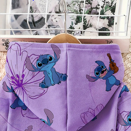 Official Disney Stitch Girls Autumn 3Pc Hoodie Vest Pants Set. Soft, breathable, trendy sporty campus style. Perfect gift!