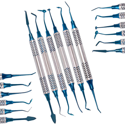 Dental Resin Spatulas Composite filling Dental Dentistry tools 6pcs/Set Titanium Plated Head Resin Filler set