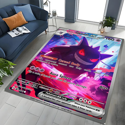 Potdemiel Pokemon Cards Gengar Area Rugs Carpet For Living Room Home Decoration Children's Crawling Living Room Game Floor Mat