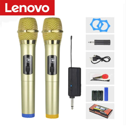 Lenovo Wireless Microphone 2.4G UHF Fixed Frequency 2 Channels Handheld Micphone For Live Party Karaoke Professional Meeting