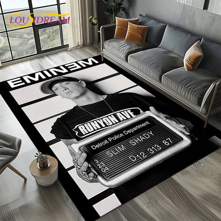 Rapper Eminem Tupac 2pac Hip-Hop Rap God Carpet Rug for Living Room Bedroom Home Sofa Decoration, Area Rug Non-slip Floor Mat