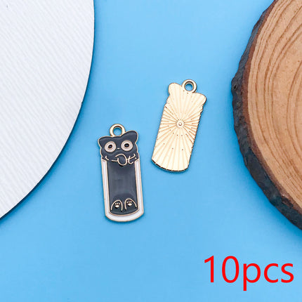 10pcs/Lot Music Cartoon Cute Black Cat Charms Cartoon Enamel  Pendants For DIY Jewelry Making Handmade Decoration Accessories