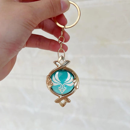 Game Impact Fontaine Sumeru Wanderer Light Pervious Key Chain 7 Element Eye Of Original God Cosplay Toy KeyRing