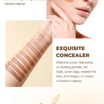 Full Coverage Liquid Concealer Waterproof Foundation Makeup Base Long Lasting Cream for Dark Circles Acne Natural Matte