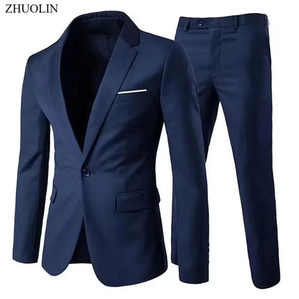 Suits For Men Wedding 2 Pieces Set Elegant Jackets Pants  Blazers Slim Fit Formal Outfit Fashion Business Classic 2025 Costume