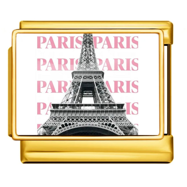 2025 Hot Selling Creative English Landmark Italian Charm Chain 9mm Stainless Steel Modular Bracelet Jewelry Wholesale