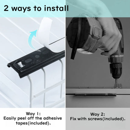 1/2pcs Expandable Cabinet Drawer Organiser (12"-20"), Pull Out Drawer Tray with 3 Sliding Rails, Mounts with Adhesive or Screws