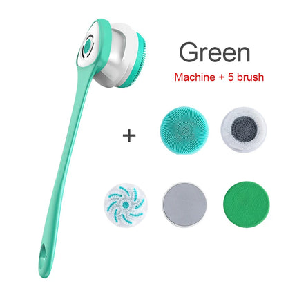 Electric Bath Brush Shower Cleaning Body Massage Brush Multifunctional Spinning Spa Brush Waterproof Long Handle Back Rubbing
