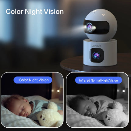 Lenovo 4K PTZ WiFi Camera Dual Lens Home Indoor CCTV Surveillance Camera Auto Tracking Security Protection Smart Baby Monitor
