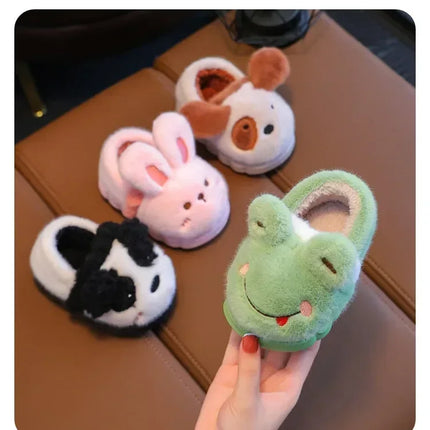 Baby Warm Cotton Shoes Autumn Winter New Boys Girls Cartoon Animal Cotton Slippers Non Slip Comfortable Soft Sole Plush Slippers