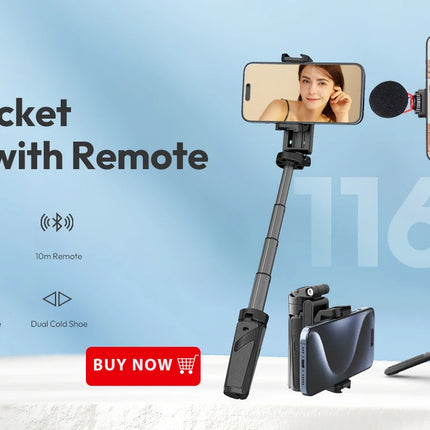 Ulanzi MT-44 1.46M Extend Selfie Stick Tripods Tripod With phone Clamp For Cameras Cellphone Samsung iPhone Huawei Xiaomi Stand