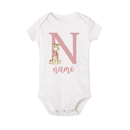 Personalized Baby Bodysuit Initial with Name Newborn Wild One Romper Deer Printed Clothes Baby Girls Clothes Infant Shower Gift