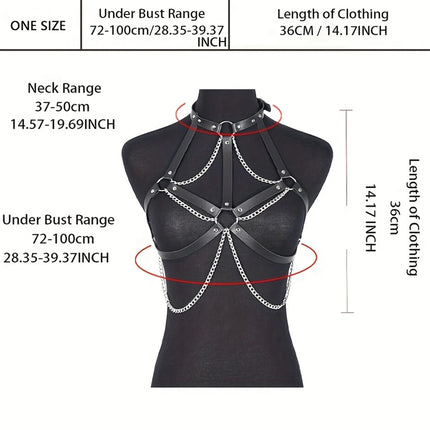 Women Fashion Chain Belt Leather Waist Belt Chest Harness Belt Corset Bondage Lingerie Punk Gothic Clothing Exotic Accessories