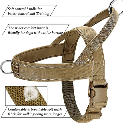 New Tactical Anti-Pull Dog Harness - 1000D Nylon Adjustable for Large Dogs, Outdoor Training Vest with Handle & Reflective