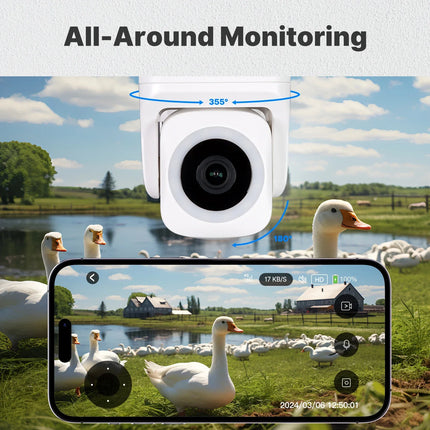 MOES 3MP Smart Security Camera with Tuya WiFi, Wireless/Wired RJ45, IP65 Waterproof, Motion Tracking & Full Color Night Vision