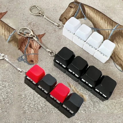 New Stress Anxiety Relief Keyboard Keychain Four Finger Button for Office Home Adults Kid Decompression Clicker Hot Gadget Gifts