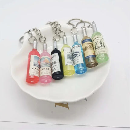 Simulation Resin Beer Wine Bottle Keychain for Women Men Fashion Car Bag Keyring Pendant Accessions Jewelry Gift Wholesale 2025