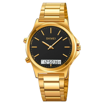SKMEI 2120 Digital Quartz Watch for Men Waterproof Sport Dual Display Stainless Steel Mens Wristwatches Alarm Clock Reloj Hombre