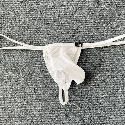 Men's Low-Waist Ice Silk Thong Underwear Openwork Split Design Breathable Sexy Thin Briefs New Arrival
