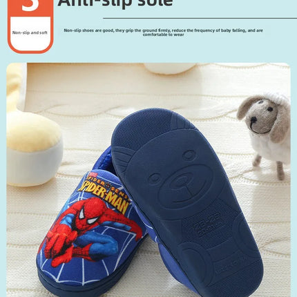Cartoon Printed Spider-man Cotton Slippers For Children's Shoes Fashion New Style Warmth Autumn Winter Indoor Kids Boys Slippe