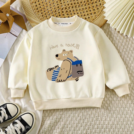 Autumn Boys And Girls Bear Sweatshirt Have a Reast Pattern Pullover Casual Outfit Pullover High Quality Baby Costume Toddler Top