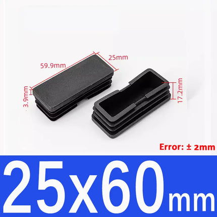 Black Plastic Square Oblong Pipe Plug 13x13mm~100x100mm Insert Table Chair Furniture Foot Cover Anti Slip Blanking End Cap