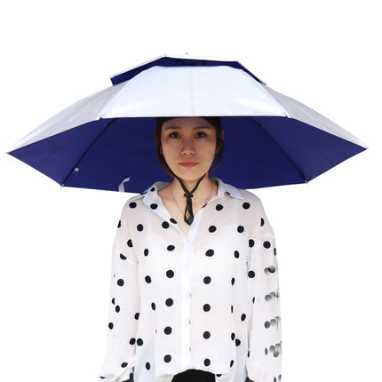 Portable Rain Umbrella Hat Foldable Outdoor Fishing Sunshade Waterproof Camping Headwear Beach Head Hats Fishing Hat 55-95CM