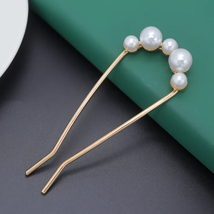 Metal Flower Hair Stick For Women Girls U-shaped Hairpin Fashion Hair Clip Pins New Blue Crystal Hair Bun Hair Accessories