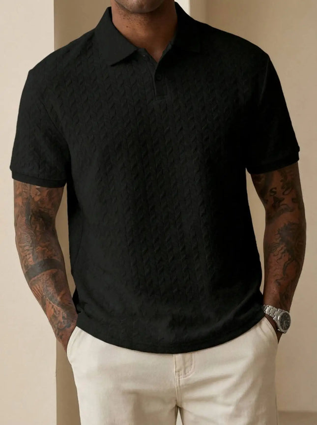 New men's summer breathable polo shirt, short-sleeved pure color casual men's polo shirt, lightweight elastic polo shirt