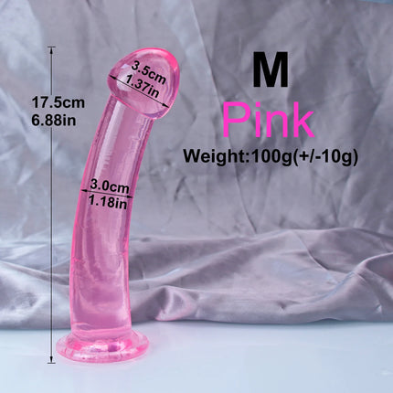 Cheap TPE Transparent Anal Plug Jelly Dildo 4Sizes Suction Cup Cock Vaginal Masturbation Soft Small Penis Women Man Sex Toys
