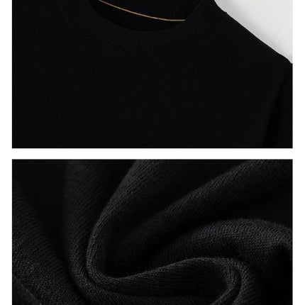 2026 Spring/Summer New Men's Short Sleeved 100% Wool T-Shirt Sweater O-neck Solid Color Loose Knit Pullover Business Casual Tops