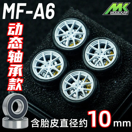MK 1/64 10mm Car Model Modified Wheels with Bearing Resin Wheels Rubber Tires with Suitable for 1:64 Model Cars Christmas Gift