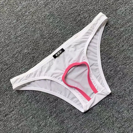 Sexy Open Crotch Panties Men Crotchless Underwear Ice Silk Plus Size Hole Briefs Erotic Male Lingerie Night Wear