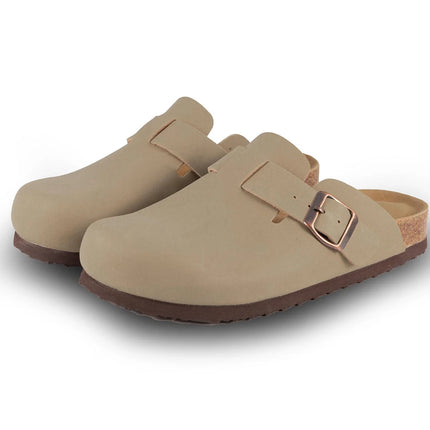 Kidmi Summer Clogs for Women Men Suede Clogs Adjustable Buckle Slip-on Cork Footbed Mules Clogs Antislip Sole Slippers Unisex