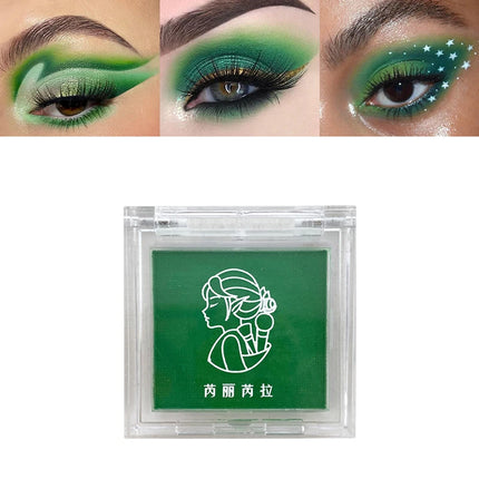 Matte green, monochrome, Christmas brightening eyeshadow tray for long-lasting, delicate makeup, as a blush, for all skin tones