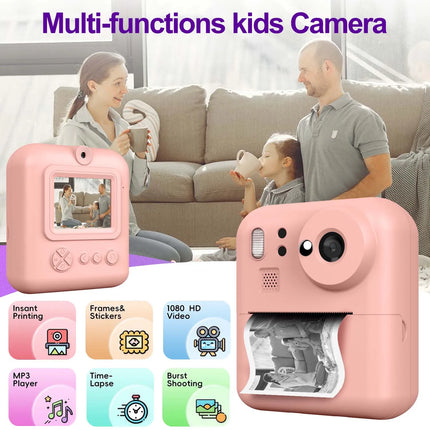Kids Camera Instant Print Photo, Portable Thermal Printing Camera Toy with HD Digital Video, for 3-12 Years Old Boys Girls
