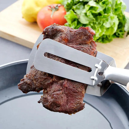 Stainless Steel Frying Shovel Clip Multifunctional Steak BBQ Tongs Frying Fish Spatula Clip Household Kitchen Tool Bread Clip