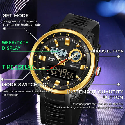 SANDA Fashion Brand Sport Electronics Watches for Men Outdoors Analog Digital Man Watch Luminous Waterproof Backlight Wristwatch