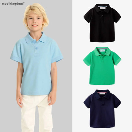 Mudkingdom Boys Polo Shirt Short Sleeve Solid Color Trendy Soft Comfy Lightweight Casual Daily Toddler Tops for Little Boy