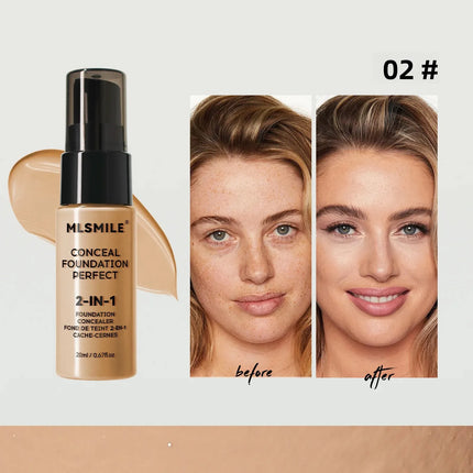 MLSMILE 6-Color Powder Foundation Long-Lasting Waterproof Moisturizing Sweat Resistant Oil-Control Concealer Easy to Open CO:02