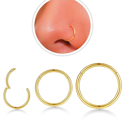 Men Women 316L Surgical Steel Hinged Nose Rings Hoop for Nostril Septum Cartilage Helix Daith Tragus Rook Conch Lip Ear Lobe