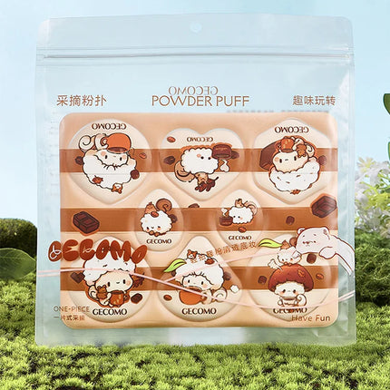 GECOMO 8 PCS Peach Powder puff Series Super Soft Wet And Dry Dual-use Skin-friendly Makeup Sponge