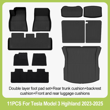 Car Floor Mats Cargo Liner For Tesla Model 3 Highland 2024-2026 Waterproof Anti-slip Trunk Mat TPE Pads All Weather Floor Liners